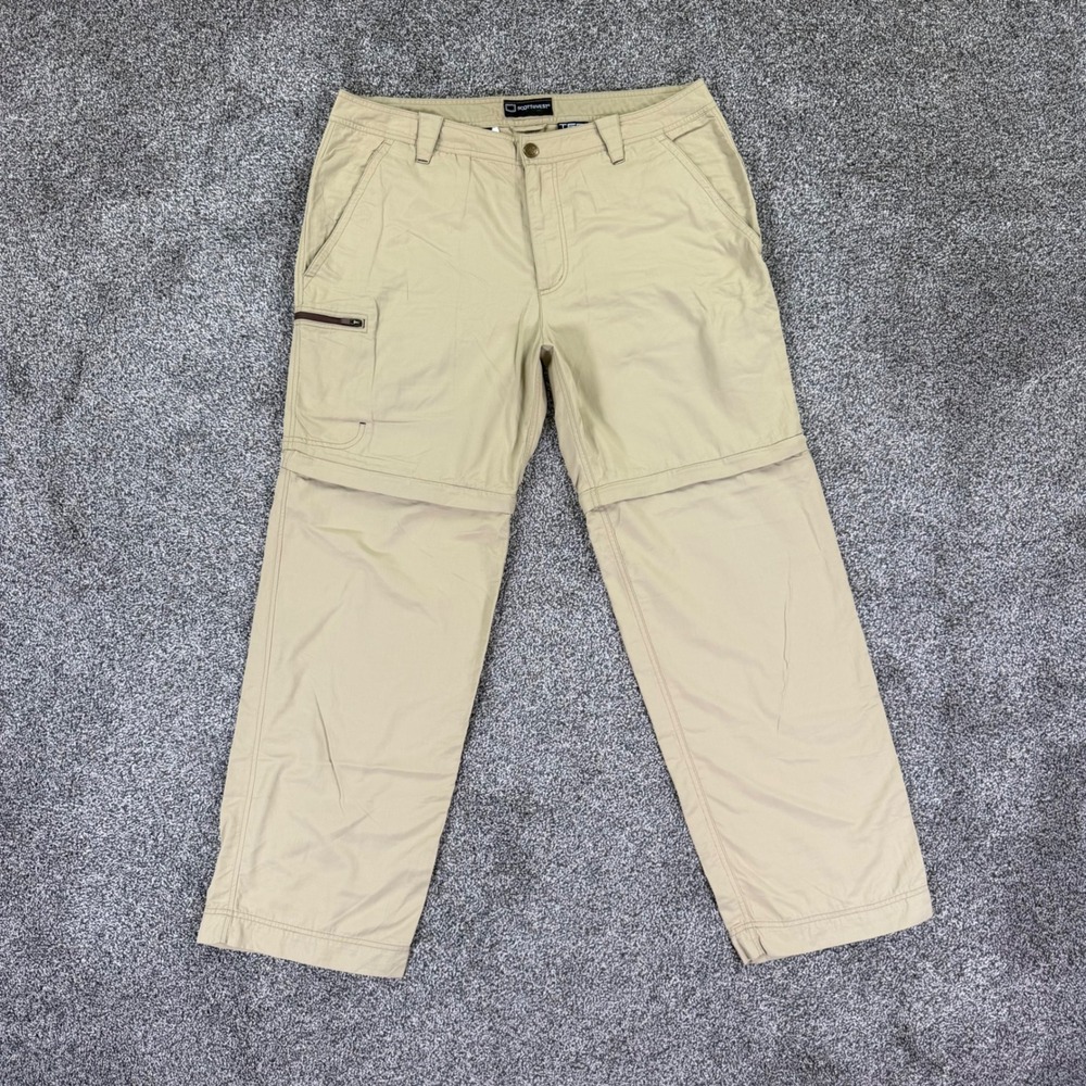 SCOTTeVEST TEC Convertible Cargo Pants Men 38x32 Khaki Tan Travel Hiking Zip Off